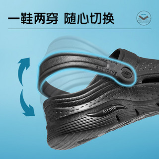 Skechers斯凯奇春夏男鞋洞洞鞋泡泡鞋透气运动时尚拖鞋沙滩鞋 橄榄绿/OLV 42