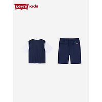 Levi's李维斯童装24夏季男童短袖短裤2件套儿童透气网孔套装 深靛蓝 120/60(6)