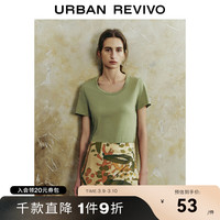 URBAN REVIVO 女装休闲简约基础百搭棉质圆领T恤衫UWB440036
