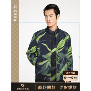 劲霸男装(k-boxing)商务休闲时尚印花短款春季夹克男fkdr1149 黑色