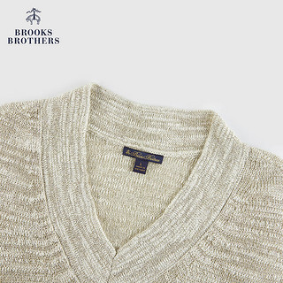 布克兄弟（BrooksBrothers）女士24早春气质V领短袖亮丝针织衫 B125-米白色 XS