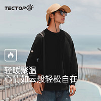 探拓（TECTOP）户外男女同款抓绒衣2024春秋摇粒绒外套休闲运动宽松纯色圆领卫衣 经典黑 M