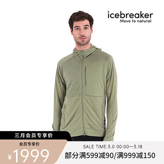 icebreaker24春夏 TNF联名款美丽奴羊毛男200长袖拉链连帽卫衣-0A56VW A74-青苔 XL