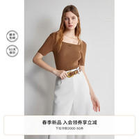 ochirly欧时力 天丝醋酸氧气衫2024新款春装凉爽透气短袖针织衫女