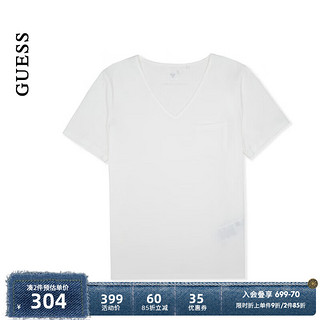 GUESS24年春季女士经典设计口袋纯色V领短袖T恤-Q4PI31K2Q40 BEIG-白色 S