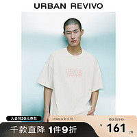 URBAN REVIVO 男士休闲刺绣字母棉质圆领短袖T恤 UMV440042 本白 XS