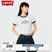 Levi's李维斯24春季女士短袖T恤拼色复古轻薄舒适休闲百搭 白色 000S9-0000 M