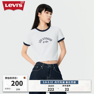 Levi's李维斯24春季女士短袖T恤拼色复古轻薄舒适休闲百搭 白色 000S9-0000 M