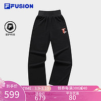 FILA FUSION斐乐潮牌针织长裤女2024春季时尚宽松休闲直口裤 正黑色-BK 185/82A/XXXL