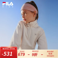 FILA斐乐儿童童装上衣长袖2024春中大童女童休闲运动连帽卫衣 卵石灰-GY 165