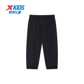 特步（XTEP）儿童童装男女童大童舒适透气运动速干七分裤 纯正黑 165cm