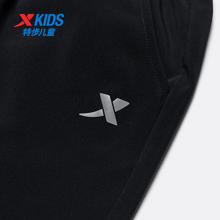 特步（XTEP）儿童童装男女童大童舒适透气运动速干七分裤 纯正黑 130cm