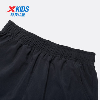 特步（XTEP）儿童童装男女童大童舒适透气运动速干七分裤 纯正黑 160cm