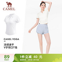 CAMEL 骆驼 冰感速干修身翻领女POLO衫T恤 Y24BA0L6018 玉石白 L