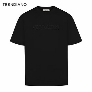 TRENDIANO 立体贴绣字母T恤2024年春季时尚百搭上衣微阔短袖男 黑色 XL