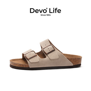 Devo LifeDevo软木鞋真皮绑带凉鞋季男鞋 2718 灰色反绒皮 41