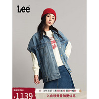 Lee24春季舒适版贴布中国结中蓝色女牛仔外套休闲潮 中蓝色 XL