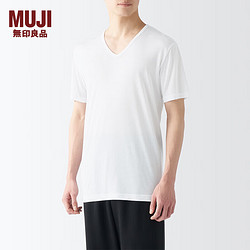 MUJI 無印良品 无印良品（MUJI）男式 莱赛尔 V领 短袖T恤 男士背心男款 FA19MC4S 白色 L （175/100A）