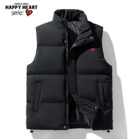 查尔斯桃心冬季轻薄纯色基础款保暖休闲羽绒棉马甲男女同款 黑色 3XL