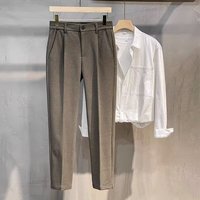法格杜(FAGEDU)冬季男士毛呢裤子筒修身感长裤商务休闲裤加厚保暖 咖色 33