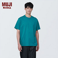 无印良品 MUJI 男式 天竺织圆领短袖T恤男士打底衫男款早春AB1MIA4S 绿色 M (170/92A)