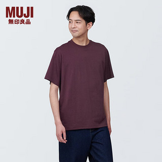 无印良品 MUJI 男式 天竺织圆领短袖T恤男士打底衫男款早春AB1MIA4S 酒红色 XXL (185/112A)