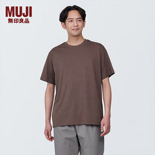 MUJI 無印良品 无印良品（MUJI）男式 天竺编织 圆领短袖T恤男士打底衫男款夏季新品 AB1MIA4S 烟熏棕色 M (170/92A)