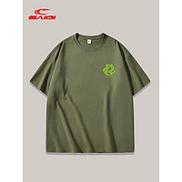 赛琪短袖T恤男款夏季透气速干纯棉上衣服男士运动跑步半袖男装 军绿 L