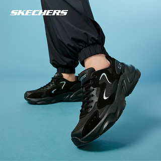 SKECHERS 斯凯奇 踏浪2024春季老爹鞋男女休闲运动鞋厚底显高 117367 女款-全黑色/BBK 37.5