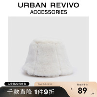 URBAN REVIVO冬女士时尚氛围百搭毛绒渔夫帽UAWA30271 米白 F