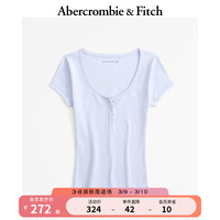 ABERCROMBIE & FITCH女装 24春夏新款圆领T恤上衣小麋鹿亨利式短袖 358101-1