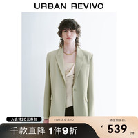 UR2024春季女装时尚都市百搭通勤一粒扣西装外套UWG140031 粉绿 M