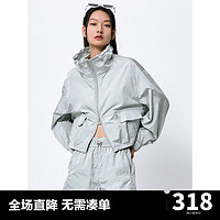 太平鸟轻薄轻透短外套女时尚套装女2024夏装开衫外套短款 浅蓝上衣 XL