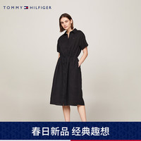 TOMMY HILFIGER【100% 亚麻】24新款春夏女装收腰轻薄宽松落肩连衣裙41911