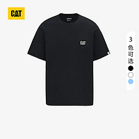 CAT卡特24春男士户外运动风弹性简约圆领短T恤 黑 M