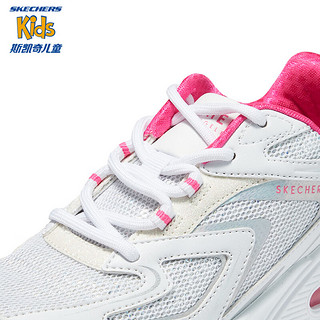 Skechers斯凯奇糖果鞋儿童春秋气垫休闲鞋UNO系列女童缓震运动鞋310555L 白色/粉色/WPK 27.5码