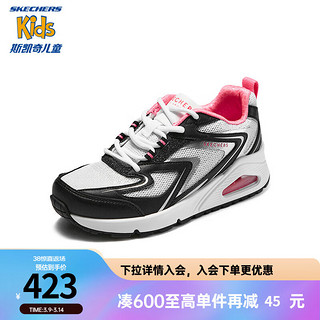 SKECHERS 斯凯奇 糖果鞋儿童春秋气垫休闲鞋UNO系列女童缓震运动鞋310555L 白色/黑色/WBK 31码