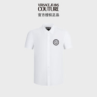 范思哲Versace Jeans Couture男装24春夏V字徽章印花短袖衬衫 白色