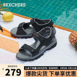 斯凯奇（SKECHERS）男鞋外穿魔术贴凉鞋户外厚底沙滩鞋子休闲鞋子204105 炭灰 43