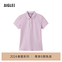 AIGLE艾高短袖POLOT恤女2024春夏户外速干凉爽UPF40+防紫外线 薰浅粉红 AY315 M