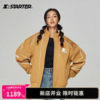 STARTER  针织外套男女同款撞色星星运动休闲外套 深米色 L