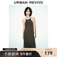 UR2024夏季女装复古运动风拼色贴标长款S型连衣裙UWV740026 石色 S