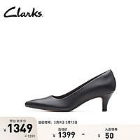 Clarks 其乐 林薇尔系列女鞋24细跟正装浅口尖头百搭通勤高跟鞋 黑色 261372084 38