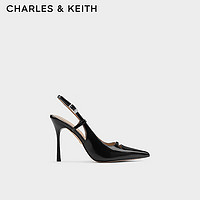 CHARLES&KEITH24春法式尖头细高跟鞋凉鞋SL1-61790021 Black Box黑色 37