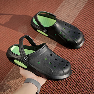 回力（Warrior）洞洞鞋男透气凉鞋包头沙滩鞋两穿凉拖鞋 WXL(SD)-0049 黑绿 40 