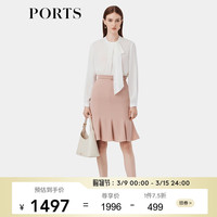 PORTS宝姿女装简约造型飘带三醋酸长袖衬衫ALP9B002PWB019 奶白色 10