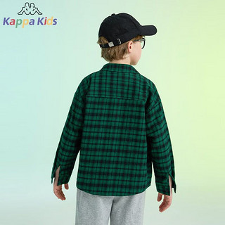 Kappa Kids卡帕童装男女童衬衫春秋款2024儿童长袖格子衬衣春装衬衫 【KLX231224】绿色 120