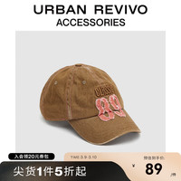 URBAN REVIVO2024春季女士街头风休闲刺绣棒球帽UAWA40118 咖棕 F