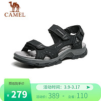 CAMEL 骆驼 魔术贴沙滩户外徒步登山男士休闲凉鞋 GE12220536 黑色 41