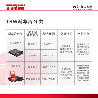 天合（TRW）刹车片刹车皮后轮宝马1系120i MINI(F54,F60)Countryman Cooper